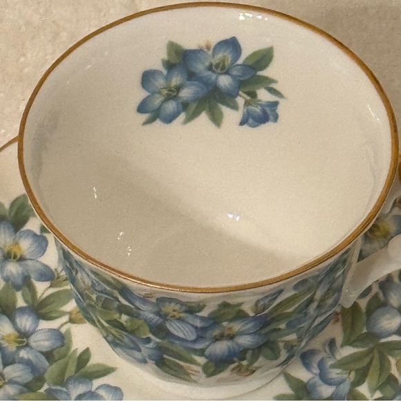 Crown Trent Staffordshire England Multi Colored Roses Cup & Saucer Set - Picture 2 of 4